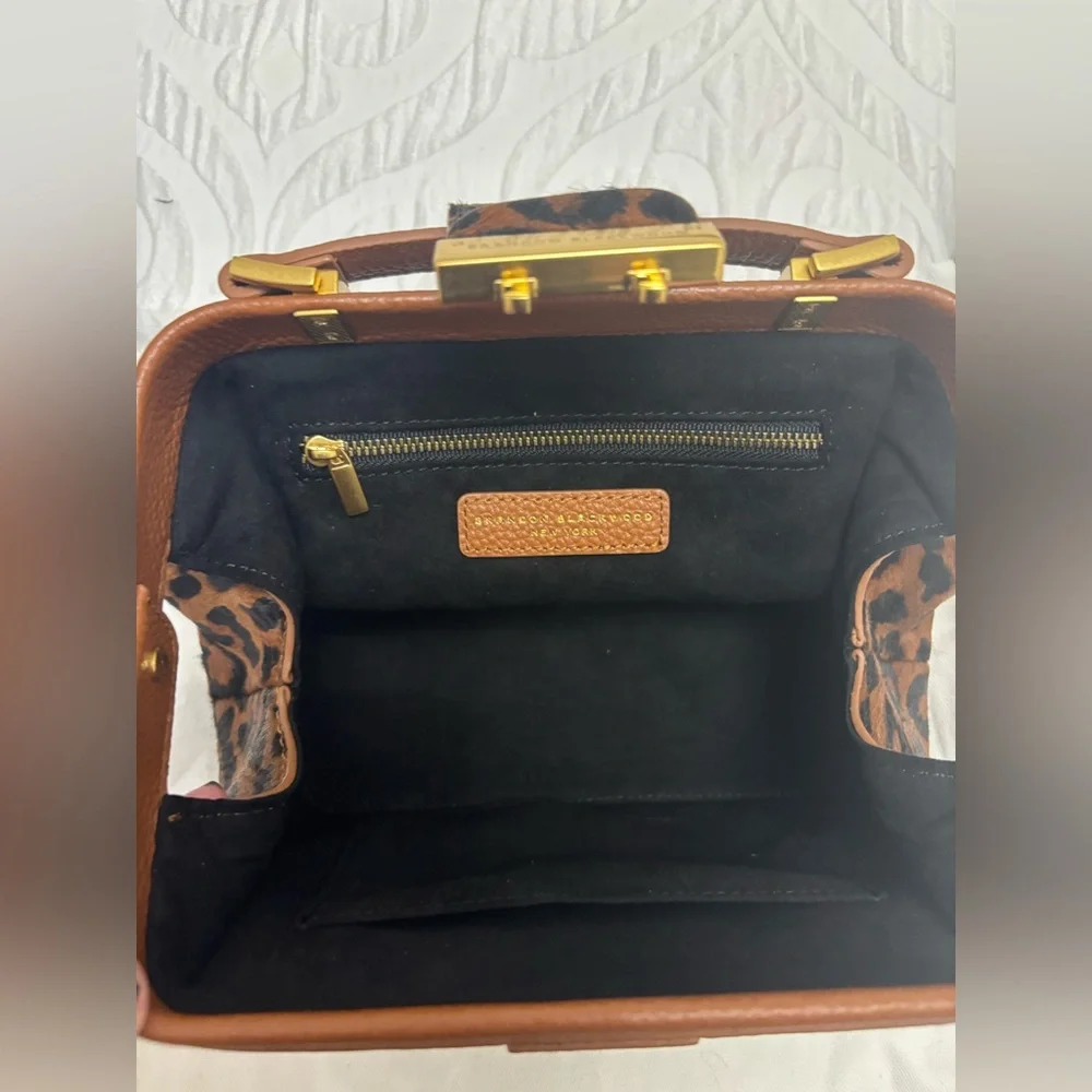 Like New Brandon Blackwood Elizabeth Leopard Calf Hair Doctor Satchel Bag - Picture 7 of 8